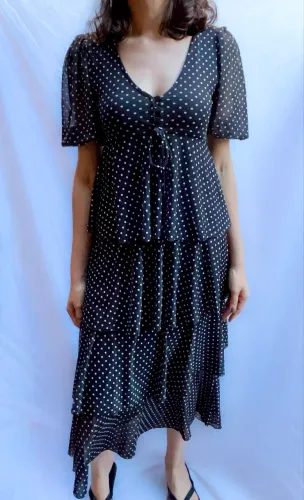 Vestido Mídi Poá Preto