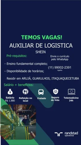 AUXILIAR DE LOGISTICA SEM EXPERIÊNCIA