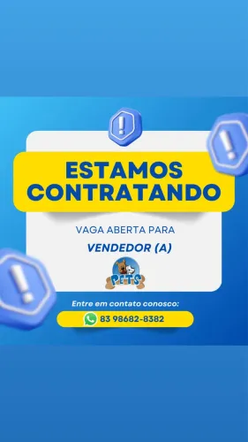 Vaga Vendedor de Pet Shop