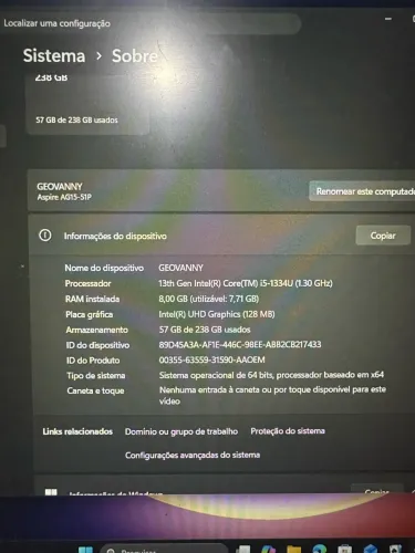 Notebook Acer Aspire Go 15