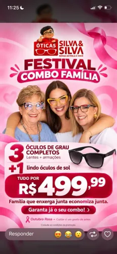 3 óculos completos + um de sol de brinde por $499?