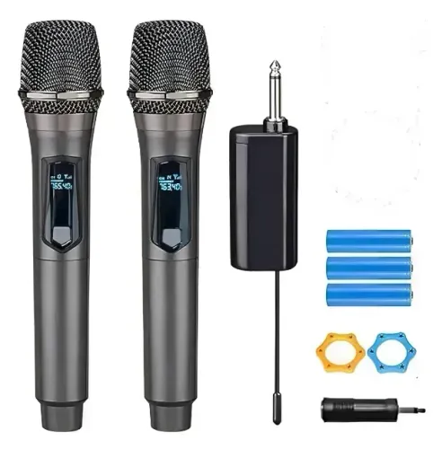 Microfone Sem Fio Duplo 2 Unidades + Adaptador *NOVO*