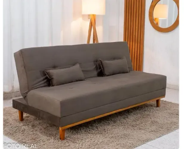Sofa cama inove marrom veludo 