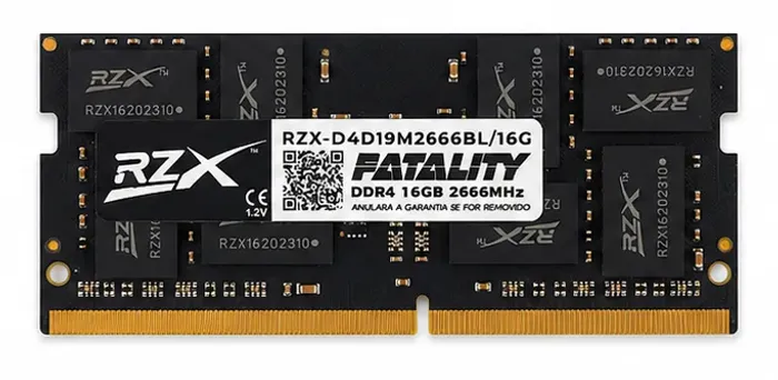 Memória Ram Notebook Rzx Fatality 16gb Ddr4 2666mhz 1.2v