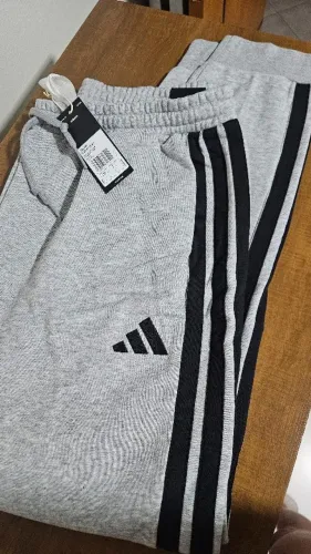 Calça Adidas French Terry 3 Listras Masculina - Cinza