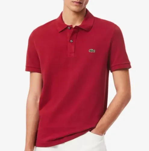 Camisa Polo Lacoste Slim Fit Original - Bordô - Tam. 5 (G)