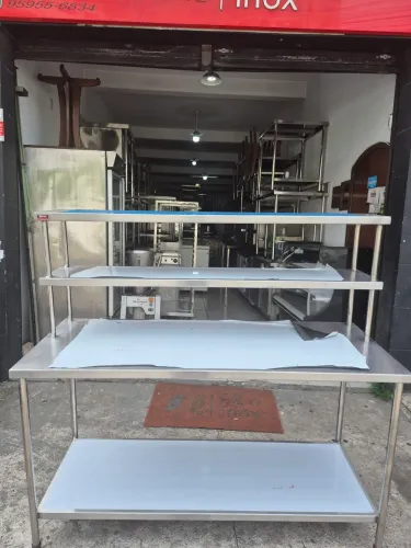 MESA INOX COM MONTANTE DUPLA