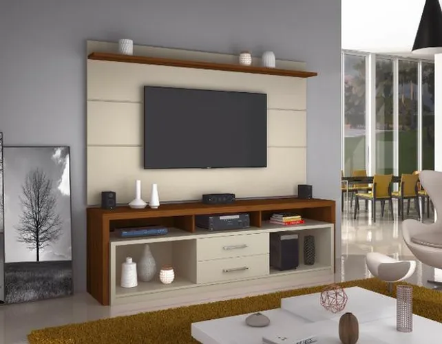 Rack + Painel Luxor até 75'' 2.20m Off White ou Freijó promoção = Entrega grátis!!!