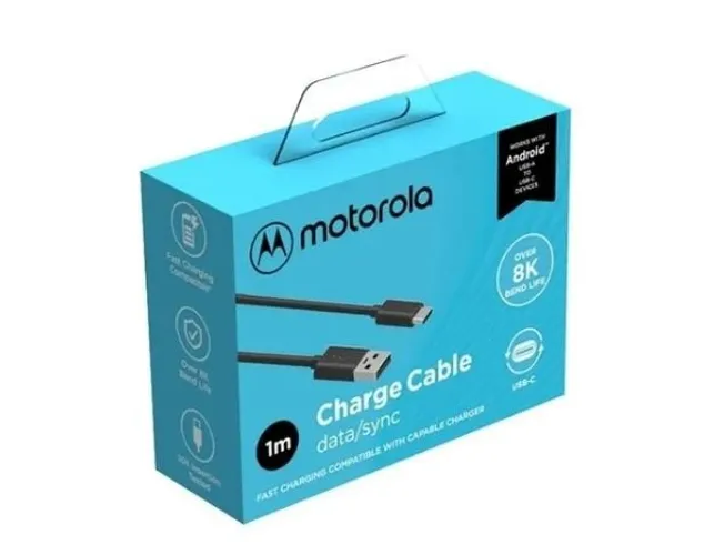 Cabo Carregador Motorola Original 1 metro Usb A x Usb C Garantia 1 Ano