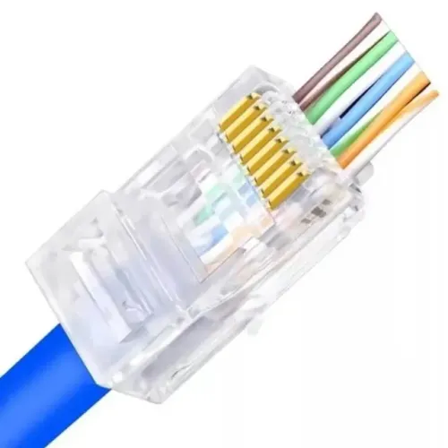 100 Conector Plug Macho Ez-rj45 Vazado Cabo Rede Cat5e