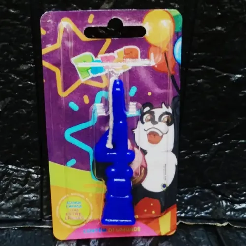 Vela Numero Para Aniversario N 4 Azul Panda