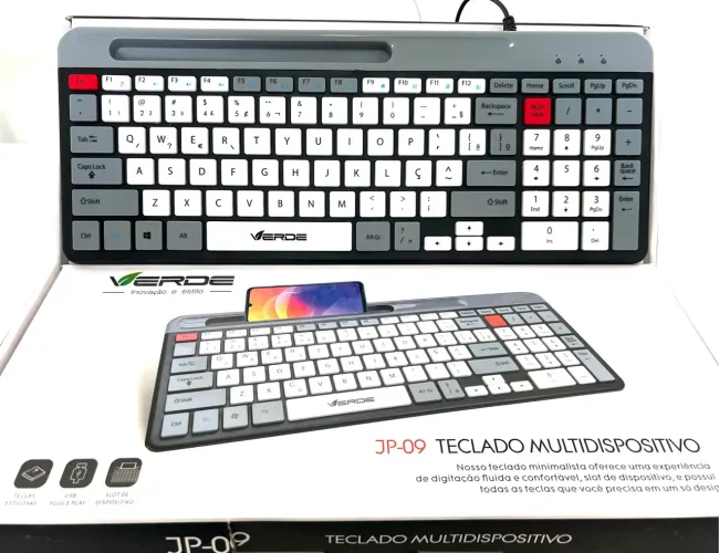 TECLADO COM FIO USB E SUPORTE P/CELULAR