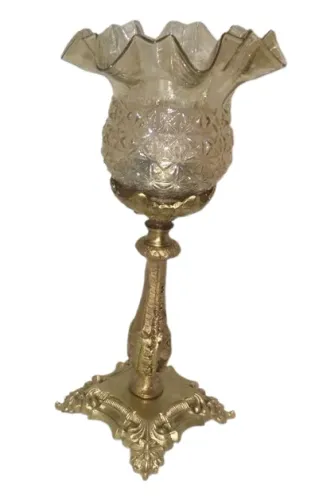 abajur em bronze com tulipa ambar estrela 
