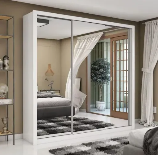 Guarda-Roupa Luxo Clara Premium 3 Porta de Espelho 1199,00-Entrega em 24H Paga na Entrega