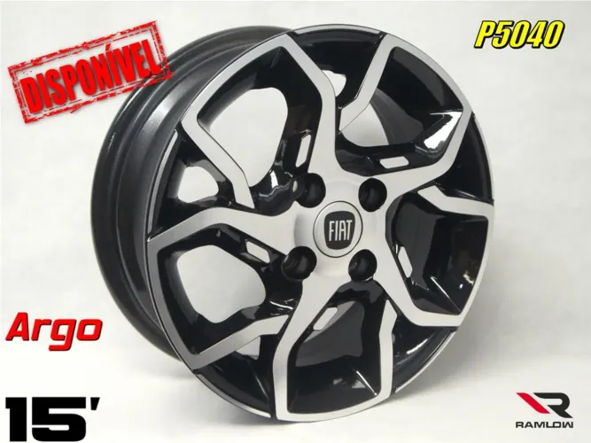 Rodas Aro 15 Fiat Argo preta com diamantado P5040 novas 