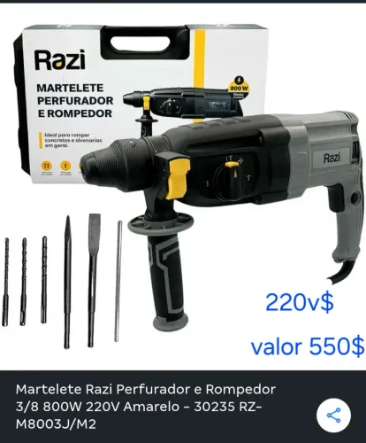 Martelete perfurador rompedor 800w com kit 220v profissional novo entregamos 