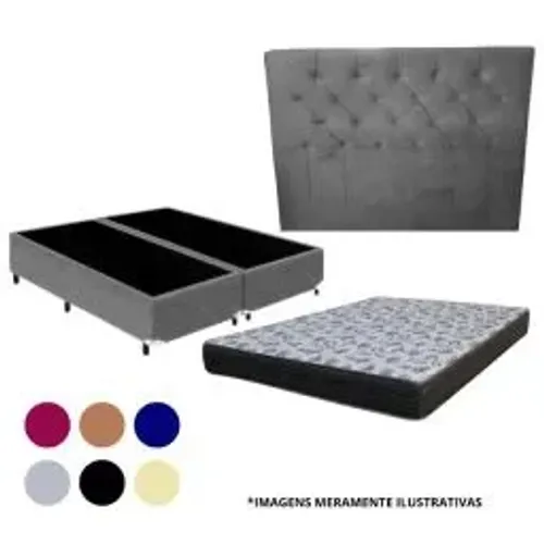 Kit Queen: Base Box + Colchão Molas Ensacadas 28 cm - FRETE GRÁTIS SP CAPITAL