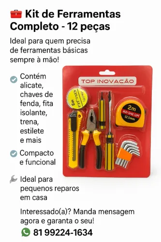 Kit de Ferramentas 7 peças ideal para residência ou hobby
