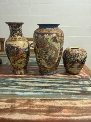 Trio de vasos chineses  30cm, 28cm e 15 cm