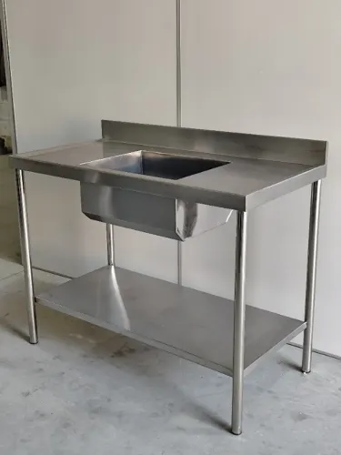 Pia Inox 1,10m com bojo 50x40 e prateleira reforçada