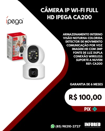 Câmera IP wi-fi full HD Ípega CA200