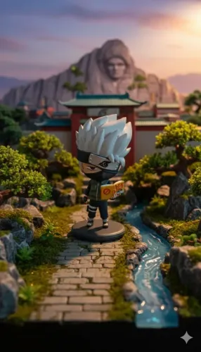 Miniatura 3d em formato chibi Kakashi anime Naruto 