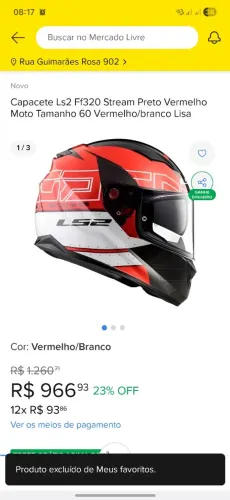 Capacete LS2 FF320 Stream Vermelho 58