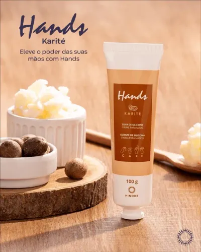 Luva de Silicone Hands de Karité Hinode mãos macias Hidratadas livres de Parabenos. 