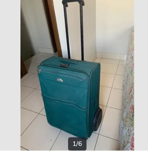Mala de viagem verde com rodinhas, marca Samsonitemedidas: