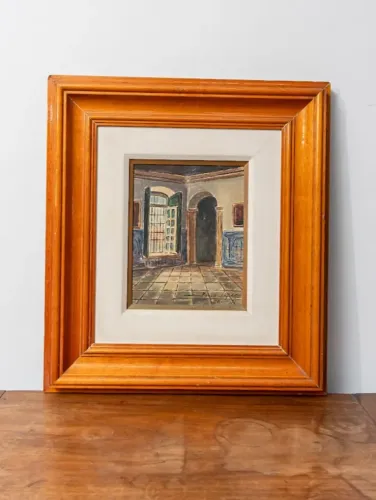 Quadro Pintura a Óleo sobre Tela de Autoria de Ivan Lopes em 1974. A Obra Retrata o Claust