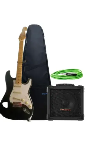 GUITARRA SX VINTAGE SST62 BK + Capa Viasom + Amplificadora + Cabo