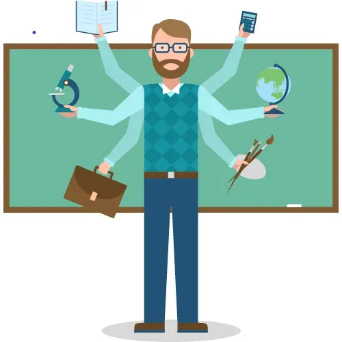 Professor de Química, Física e Matemática. No conforto de seu lar.