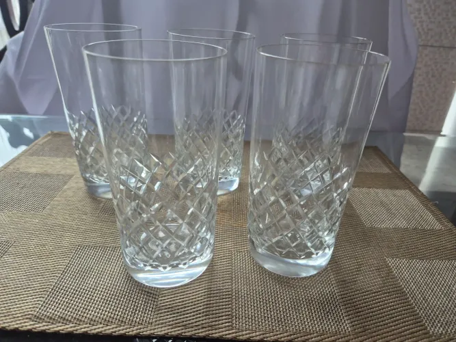 5 Copos Dauphine Highball Tumbler<br> da marca Cris d'arque ou <br>Cristal D'Arques - Durand
