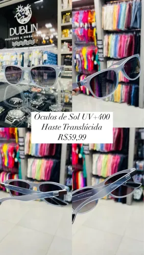 Óculos de Sol UV+400 Haste Translúcida Dublin - R$59,99