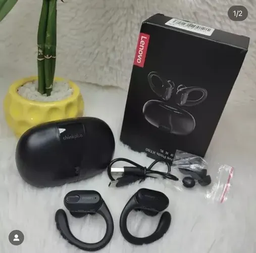 Fone De Ouvido Bluetooth Sem Fio Lenovo Cor Preto