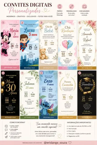 Convite Digital Personalizado para Festas e Eventos | Entrega Rápida