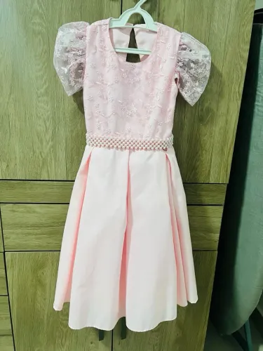 Vestido Infantil de Festa Rosa com Laço - Tam. 10