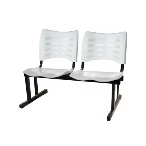 Cadeira Longarina Plástica 02 Lugares Branco Alta Resistência Ideal Recepção 34207