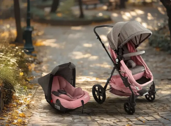 Carrinho de Bebê com Bebê Conforto e suporte para carro Cosco Kids - Poppy Duo 0 a 15kg
