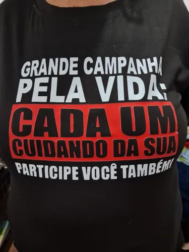 Camisetas com palavras ex grande campanha pela vida cada um cuida sua participe você tam