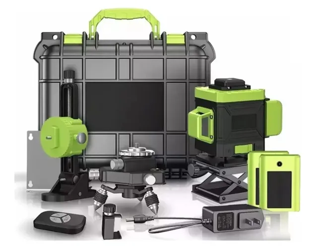 Nível A Laser Verde 16 Linhas 4d Autonivelante+2 Baterias