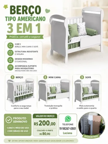 Berço modelo tipo americano 