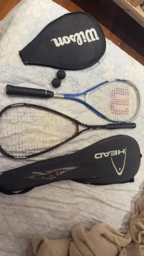 Kit de Squash - 2 Raquetes + 2 Capas + 2 Bolinhas