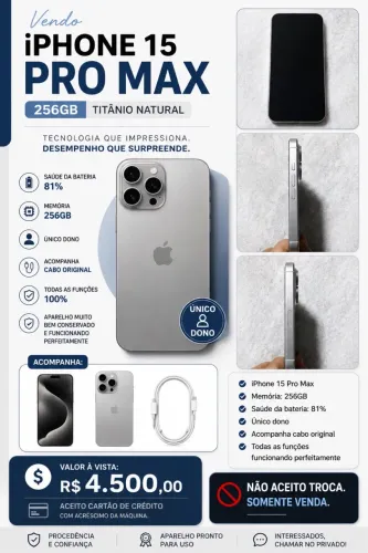 iPhone 15 pro Max 256 GB - Só venda! 