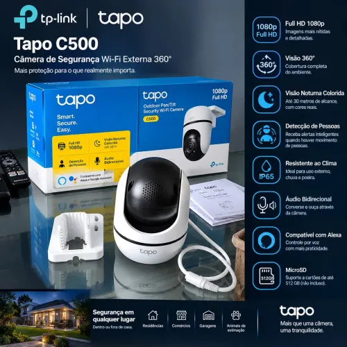 TP-Link Tapo C500 Câmera de Segurança - 360° WI FI - Com visão noturna colorida