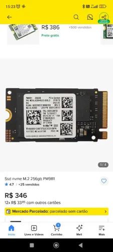 SSD Nvme 256 gb