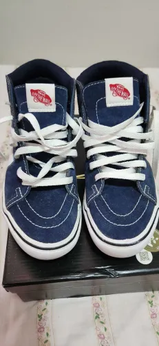 Tênis  Vans Original Clássico Sk8 Hi Azul Marinho Tamanho 35 