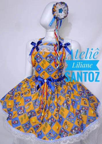 Avental, vestido para festa junina. Acessórios caipira. Adulto e infantil, Saia, Gravata