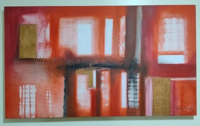 Quadro Abstrato Moderno em Tela - 1,20 m x 0,70 m