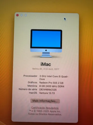 imac retina 4k 21,5 polegadas - 2017